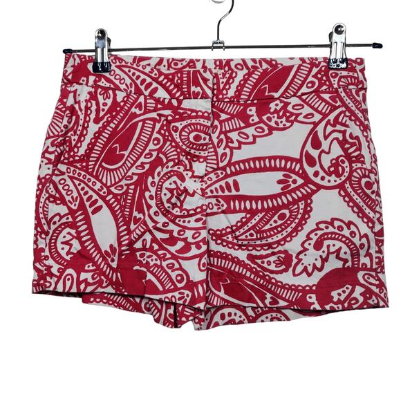 Anthropologie Kenji Paisley Pink White Chino Shorts Size 2 - Picture 1 of 6